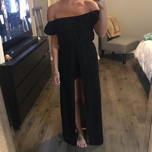 Black shorts with long dress